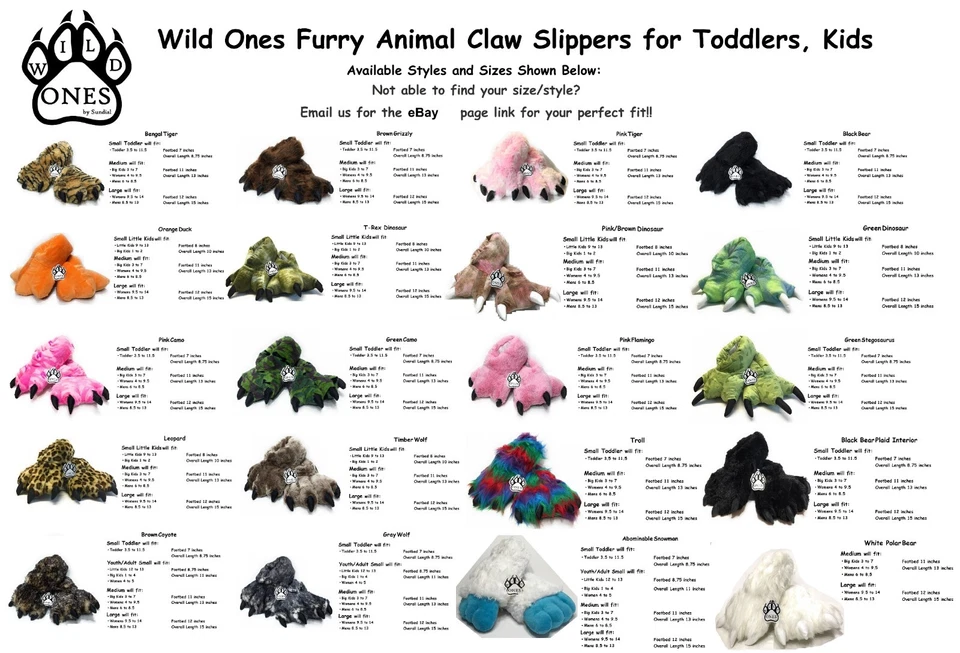 Zapatillas con garra de animales peludos Wild Ones para niños pequeños, niños y adultos Foto 4 de 4