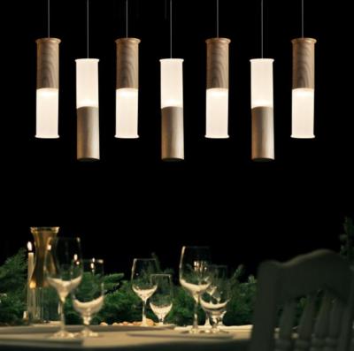 Modern Wooden Style Glass LED Chandelier Lighting Ceiling Lamp Pendant Light Yc
