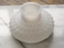 Hurricane Student Lamp Shade White Milk Glass Quilted Beaded Pattern 7" fitter