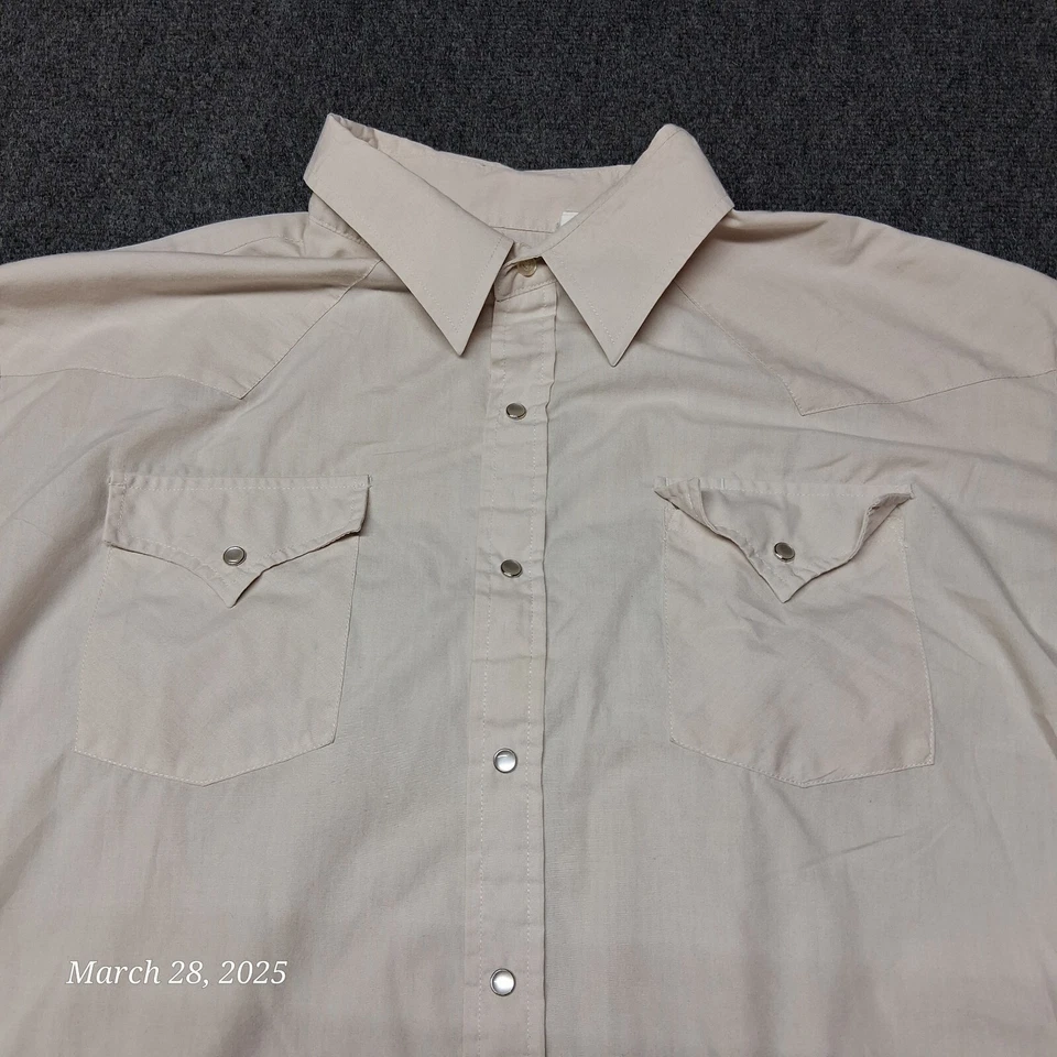 Camisa Western De Colección Ely Cattleman Perla A Presión Hombres Talla XXL 18 1/2 x 35 Beige Foto 2 de 4