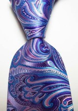 New Classic Paisley Purple Pink Blue JACQUARD WOVEN Silk Men's Tie Necktie