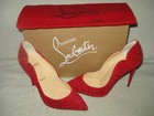 100%AUTHENTIC NEW WOMEN LOUBOUTIN HOT CHICK 100 RED PLUME SUEDE PUMP/HEEL US 7.5 — photo 5