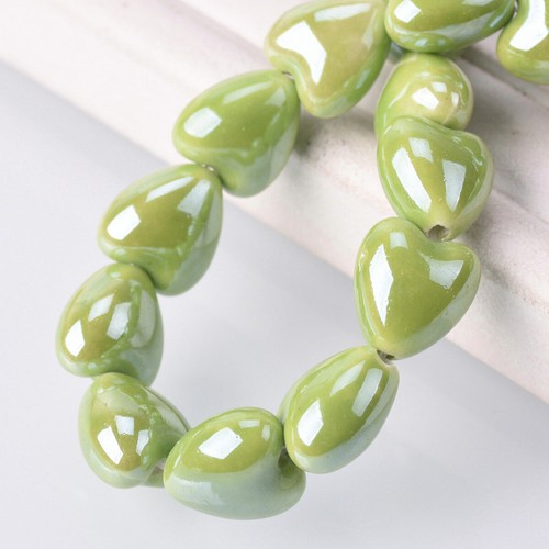 10pcs 10mm/12mm Glossy Heart Ceramic Porcelain Loose Beads For Jewelry Making - Picture 21 of 27