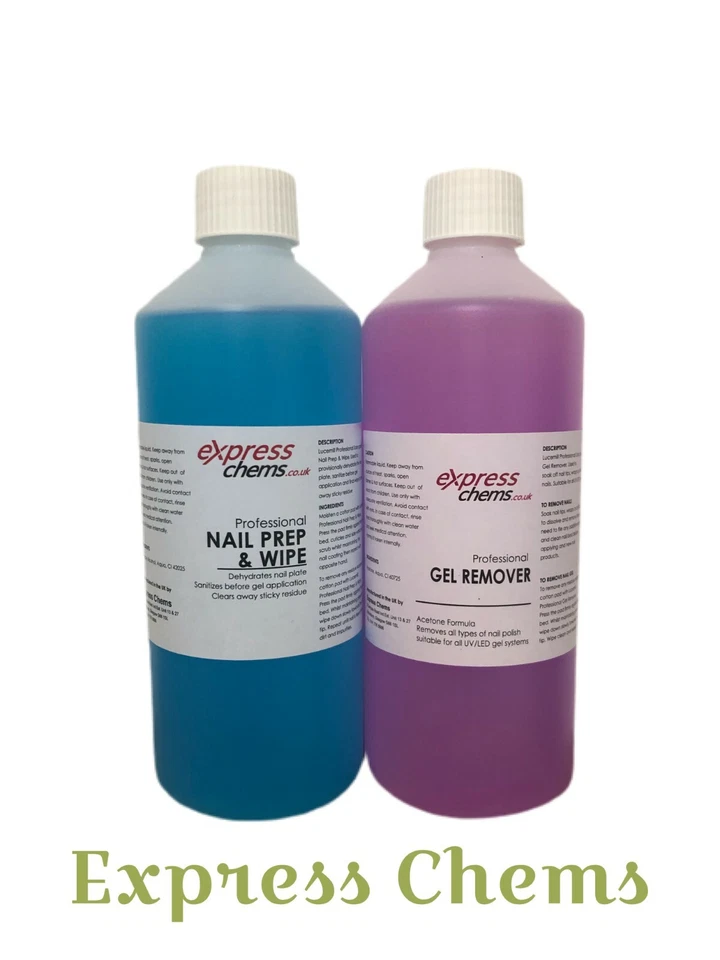 LUCEMILL PROFESSIONAL 500ml GEL (PURPLE) REMOVER + PREP & WIPE NAIL CLEANSER ACETONE POLISH UV/LED