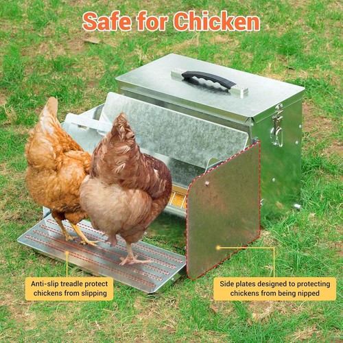 Alimentador automático de pollos de 26 lb de 10 libras portátil con bloqueo a prueba de plagas, roedores e intemperie - Imagen 4 de 15