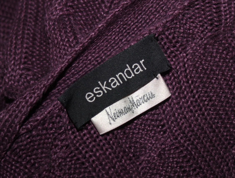 Eskandar O/S красивый фиолетовый кабель 36» длинный тяжелый льняной кардиган свитер - Изображение 3 из 4