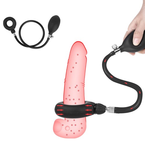 Inflatable Reusable Penis Expander Extension Sleeve Larger Girth Enhancer - Picture 2 of 11
