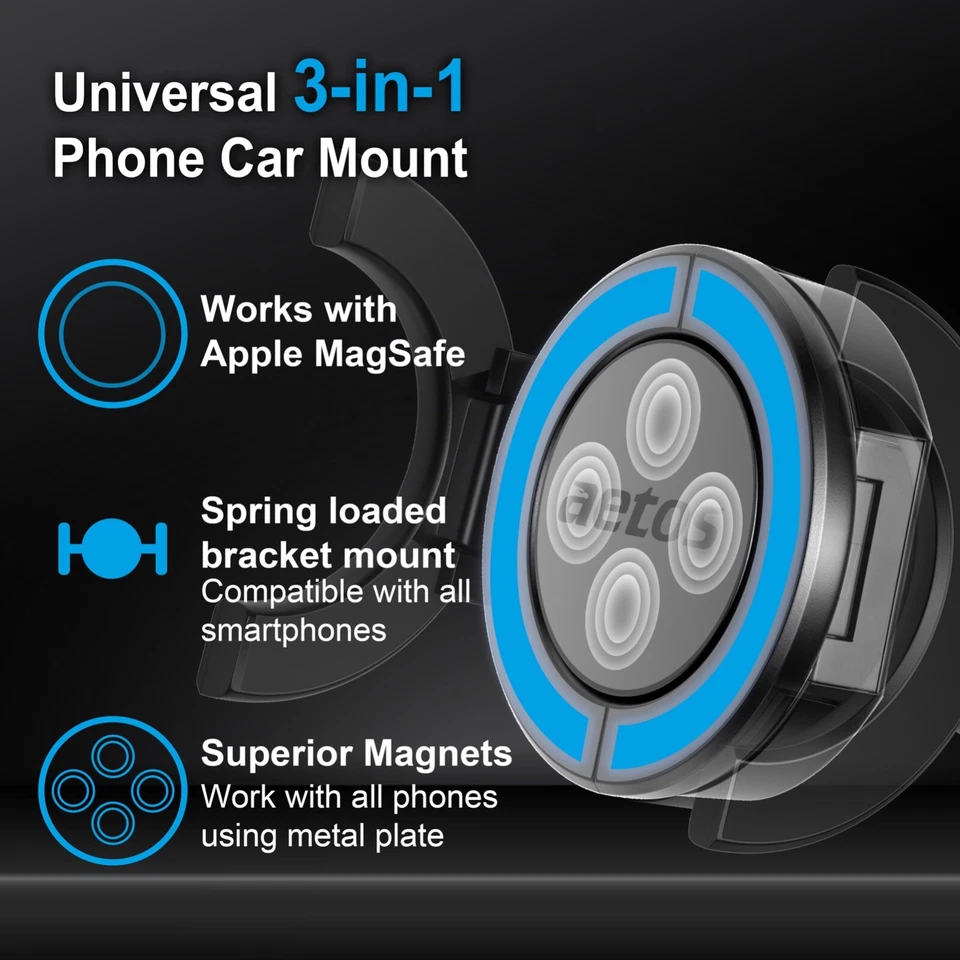 MagSafe Compatible Patented 3 in 1 Car Mount Holder with J Hook Vent Mount - Image 2 of 4