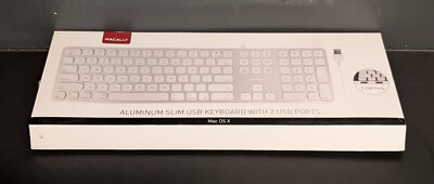 MACALLY - Aluminum Slim USB Keyboard with 2 USB ports for Mac (MLUXKEYA) - NOB