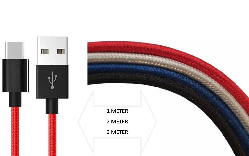 Heavy duty Nylon Braided Fast Charge Micro USB Data charging Cable 1m 2m 3m - Image 3 of 3