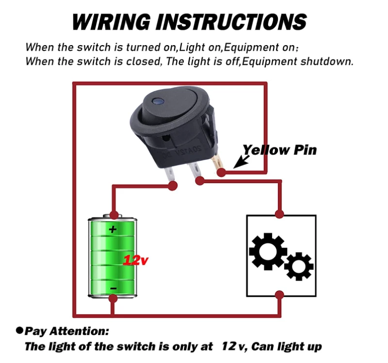 INTERRUTTORE A BILANCIERE con LED ROSSO [ switch camper pulsante 12V auto moto ] - Immagine 3 di 4