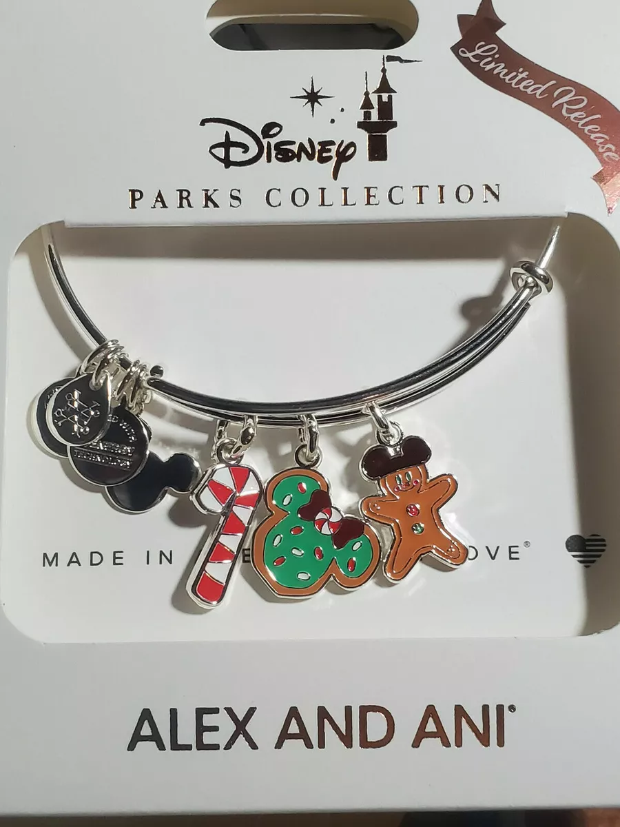 Disney Alex Ani Silver Bracelet CHRISTMAS Snacks Gingerbread Candy Cane Ltd