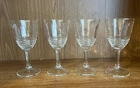 Set Of 4 Vintage Federal Glass Water Goblets With Embossed Rings