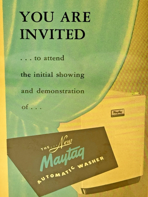 #ad 1949 Maytag Automatic Washer Advertising Postcard Sheridan WY Appliance $19.95