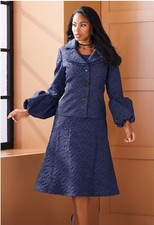 Sz 12 Ashro Navy Blue Formal Wedding Church Party Jahanna Textured Jacket Dress