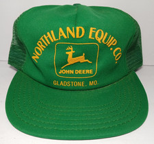1980s Vintage John Deere Hat Cap Snapback Trucker Hat Made in USA Gladstone MO