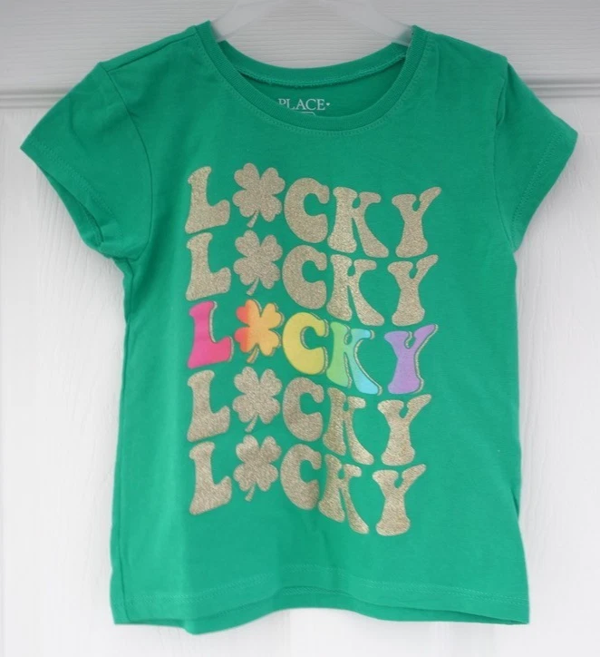 T-shirt Fille The Children's Place - Col Henley, Manches Courtes, Vert Coton - Taille XS (4), Occasion En Bon état