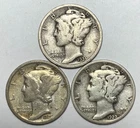 1925, 1926 and 1927 10C Mercury Dimes 90% Silver