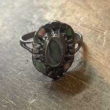 Sterling Silver Abalone Shell Ring Size 7.75 3.91 Grams
