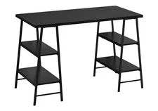 【US】Computer Desk,Home Office,Laptop,Storage Shelves,48"l,Work,Black Laminate,B