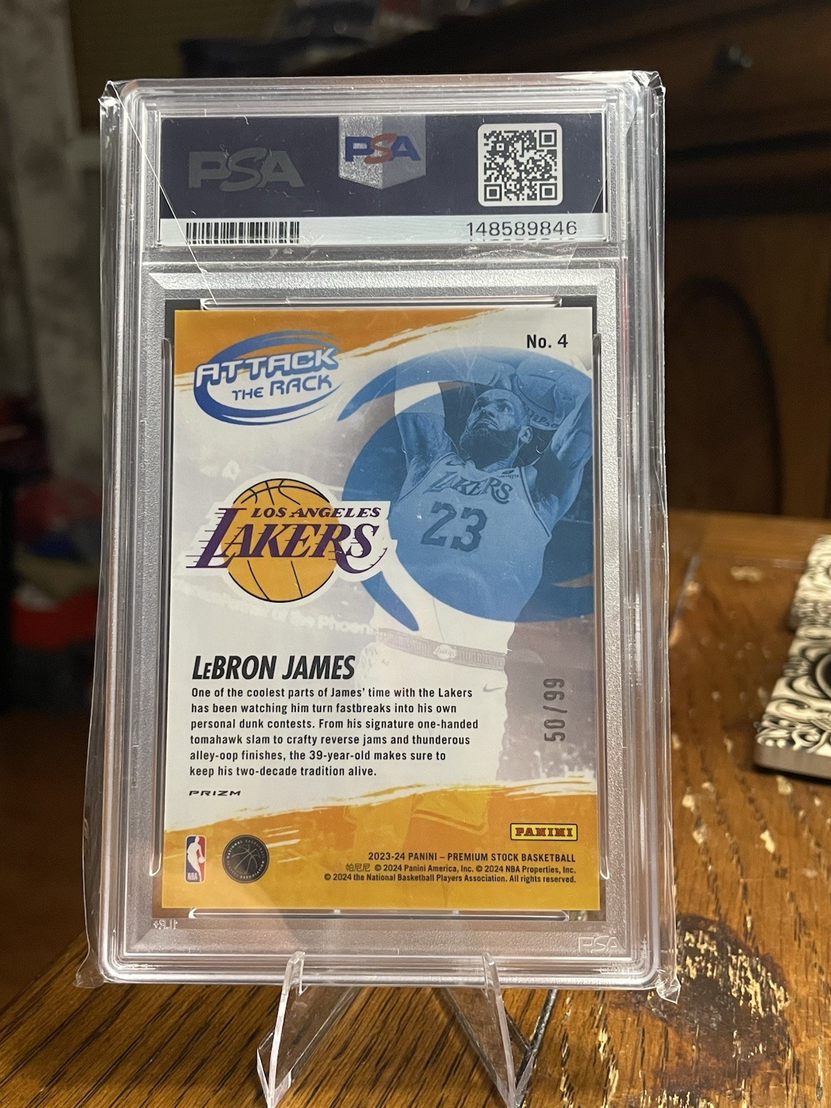 🔥2023 LEBRON JAMES HOOPS PREMIUM STOCK ATTACK THE RACK RED ICE /99 PSA 10 LOW P view 2
