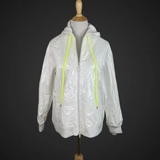 TIBI Women's White Hooded Full Zip Windbreaker Jacket Size Small