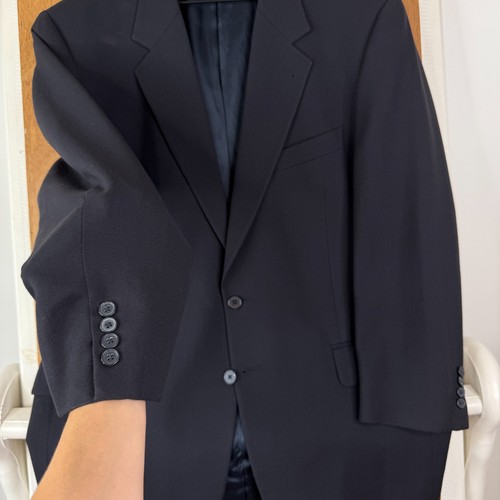 VINTAGE Joseph Abboud Suit Mens 44R Midnight Navy Blue 2 Button Canvas Wool 90s - Picture 7 of 22