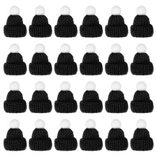 Mini Christmas Knit Hats, 24Pcs Miniature Doll Hat, Black