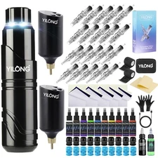 Wireless Tattoo Kit Complete Pen Machine with 2Pcs Power Supply Needle Cartridge