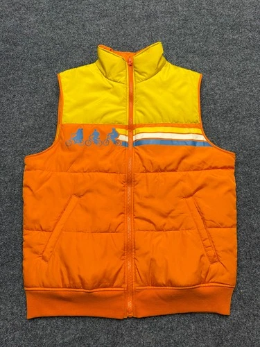Stranger Things Netflix Puffer Vest Size M Orange Yellow Retro 80s Full Zip - product listing photo