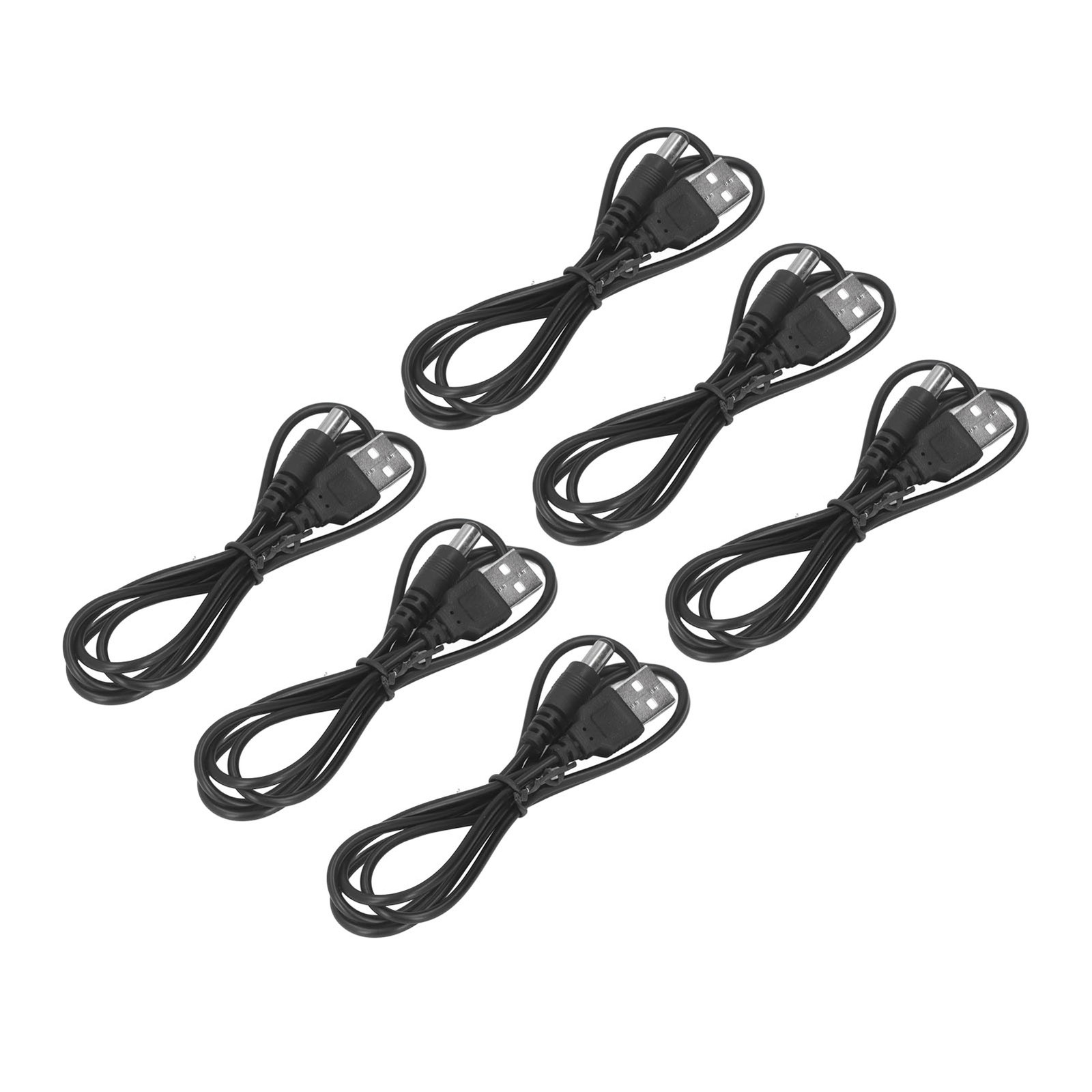 .6Pcs 5V DC Connector Power Cable USB 2.0 A Male To 5.5x2.1mm Charge Barrel Jack