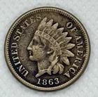 1863 Indian Head Cent Civil War Copper-Nickel 1C Fine Detail Coin
