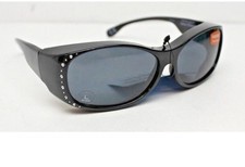 New Foster Grant Solar Shield POLARIZED Black Jeweled FITS OVER Sunglasses
