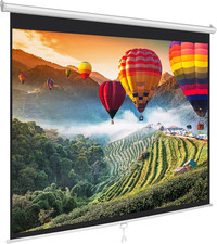 84-Inch Pull down Projector Screen   Manual Roll-Down Matte White Viewing Surfac