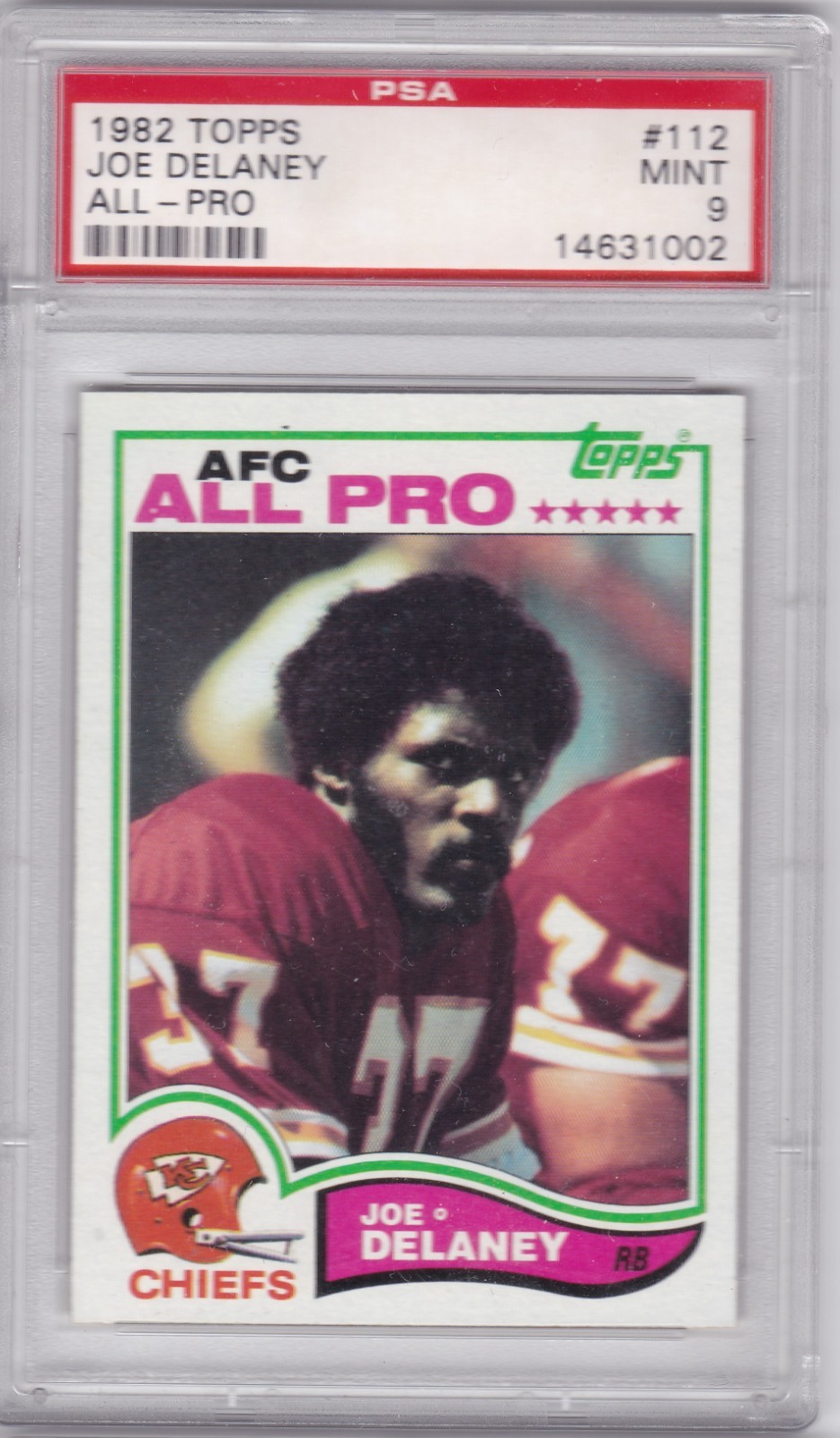 1982 TOPPS ALL-PRO #112 JOE DELANEY RC CHIEFS PSA 9