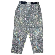 Vintage Neon Splatter Muscle Beach Parachute Pants Adjustable Made In USA