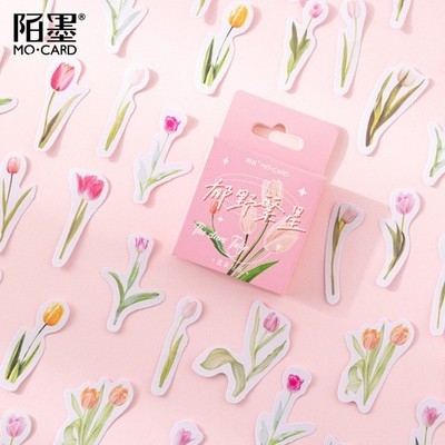 45 pcs Tulip Stickers Set, Flower Themed Stickers Pack, Floral Bullet Journal