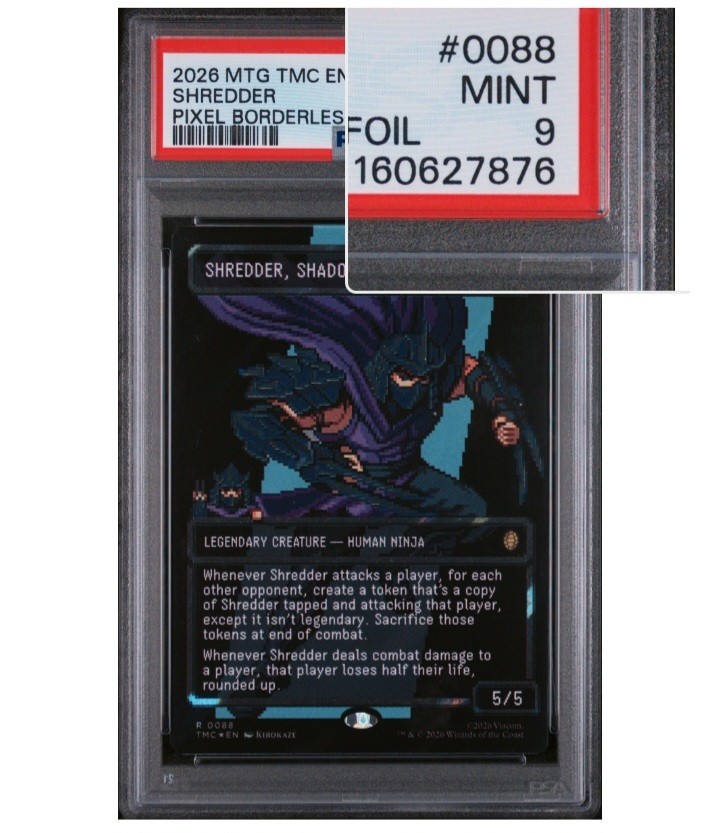 Shredder, Shadow Master, Surge Foil, Borderless Pixel, TMNT PSA 9, MtG view 4