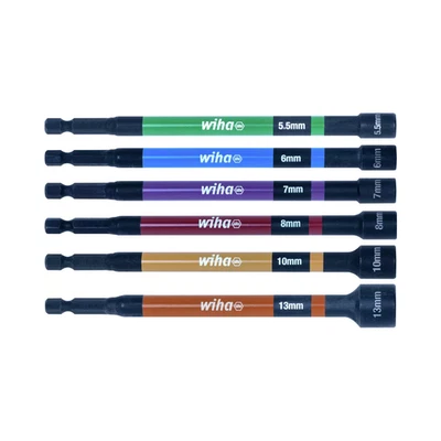 Wiha 7044C farbkodiert 1/4" Sechskant magnetisch langer Mutterndreher/Setzer Set 5,5-13 mm