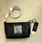 Armani Exchange Black Faux Leather Logo Zip Shoulder Bag Detachable Strap