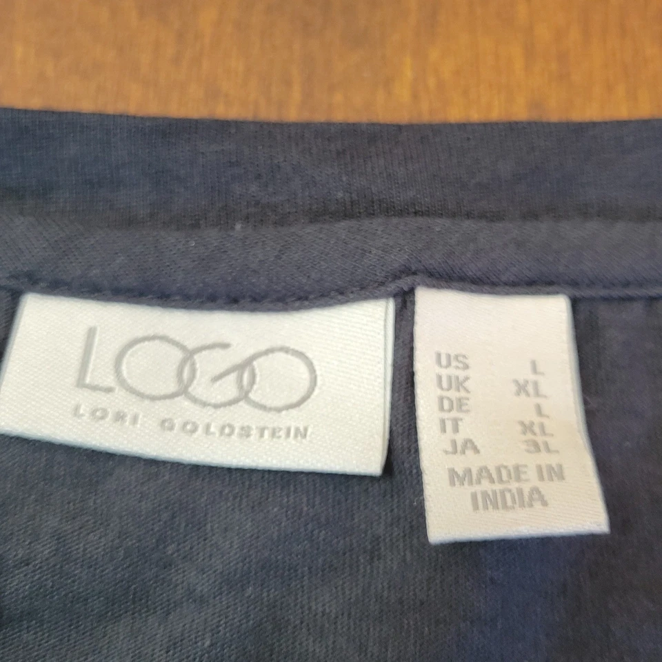 LOGO by Lori Goldstein Cotton Modal Dress with Eyelet Hem Black Size Large - Image 4 of 4