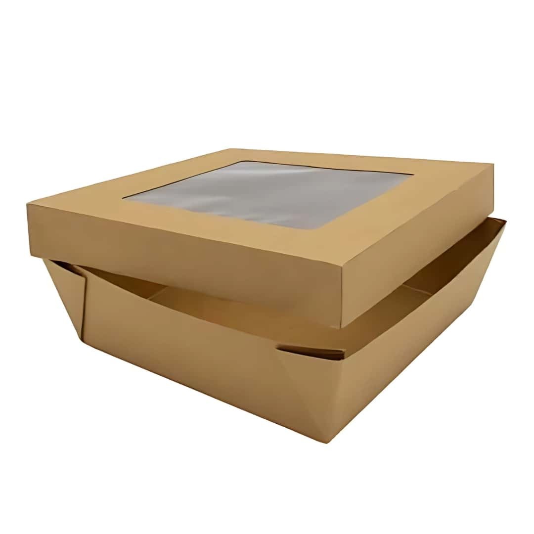 Food Box With Window Kraft Paper 14X14X5 Cm 30 Pcs - Food Packaging