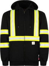 BOCOMAL FR Hoodies High Visibility 10.5oz Cottion Fleece Zipper Large, Black