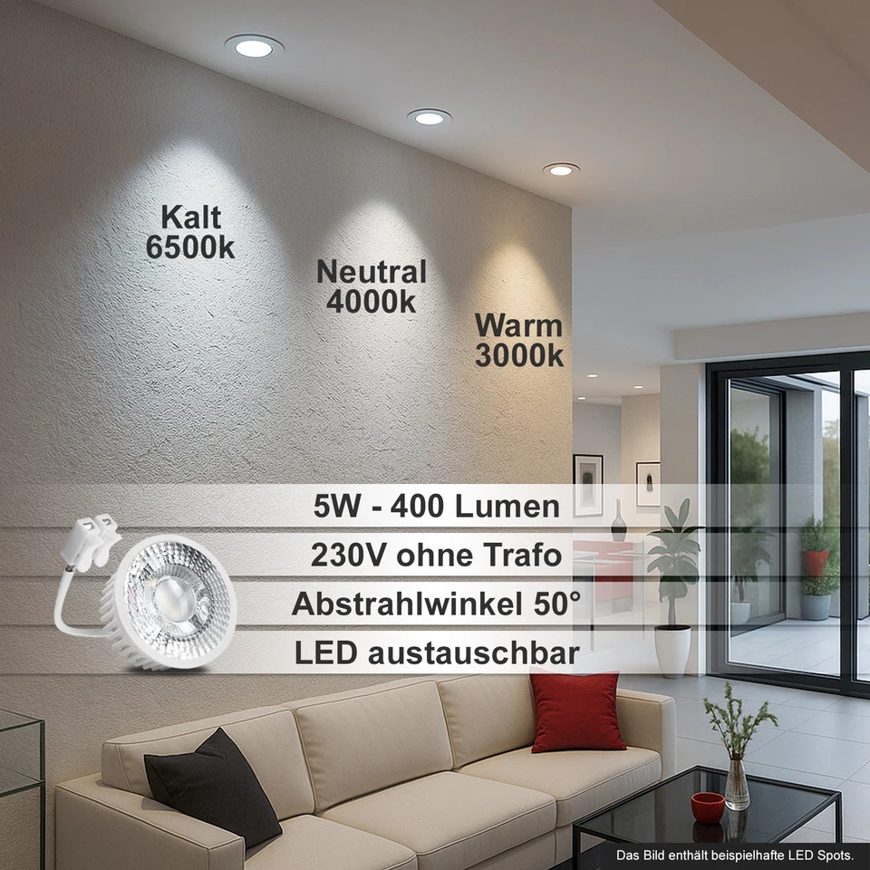 LED Leuchtmittel flach 5W 50° Modul 230V Birne Einbaustrahler MR16 GU10 Ersatz - Bild 3 von 4