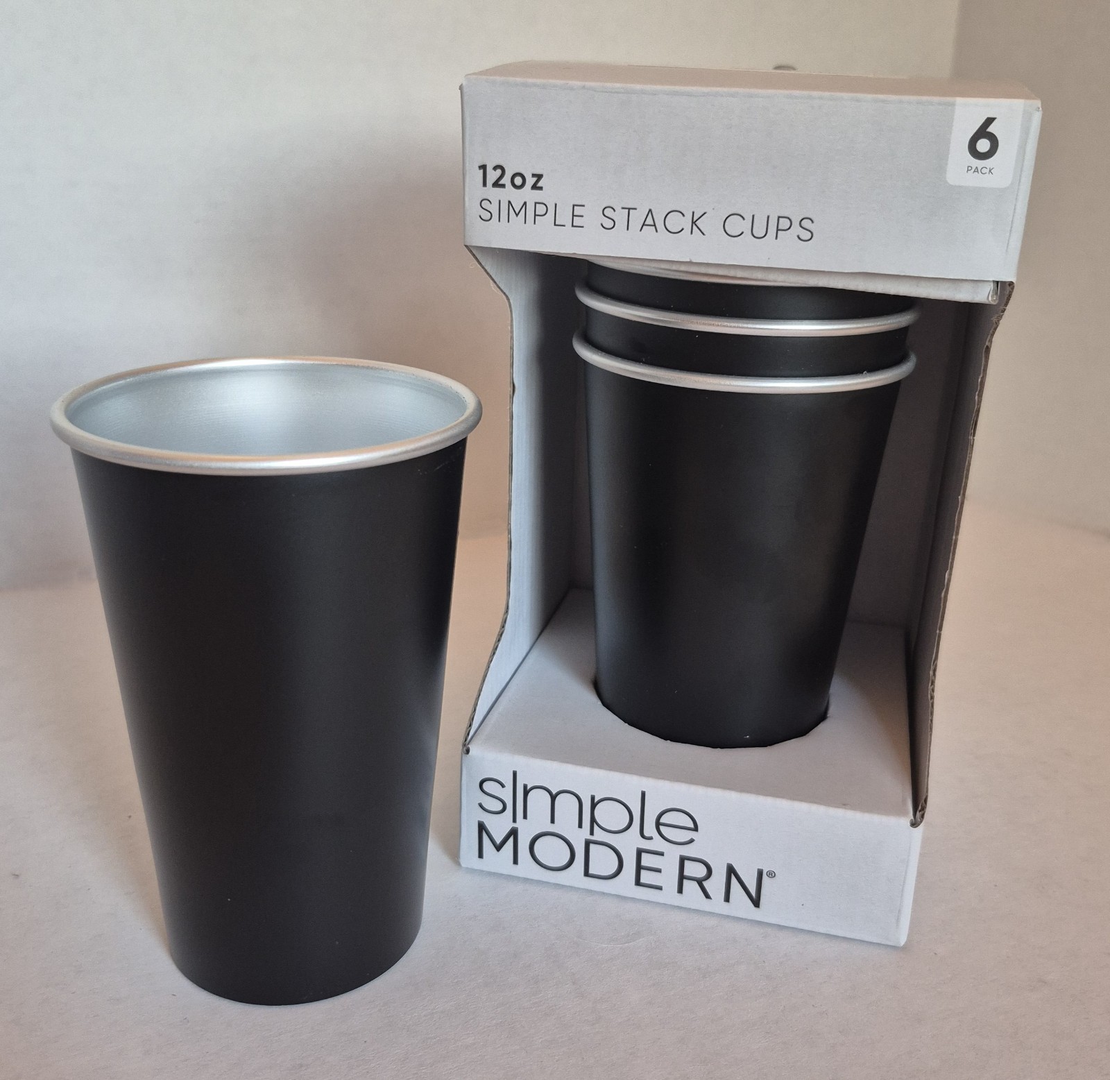 Simple Modern Stackable Cups 12oz - Set of 6 - Black - New in Box