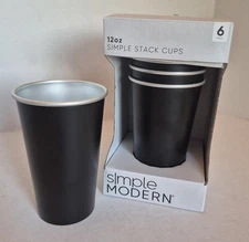 Simple Modern Stackable Cups 12oz - Set of 6 - Black - New in Box