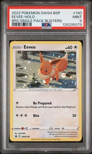 2022 POKEMON SWSH BLACK STAR PROMO #190 EEVEE-HOLO PSA 9