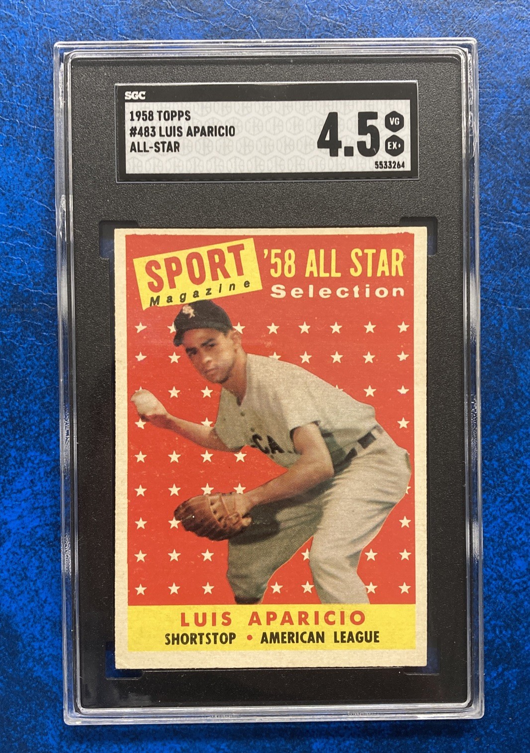 1958 Topps #483 Luis Aparicio All Star (HOF) SGC 4.5 Vg Exc !