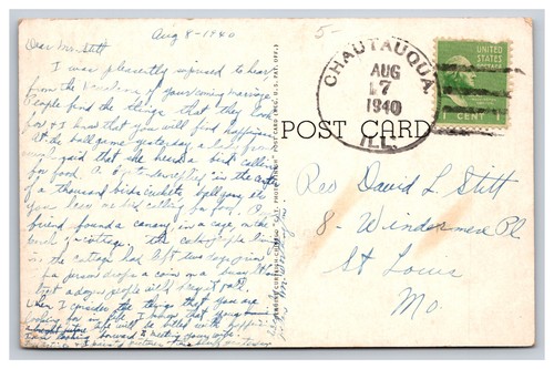 1940 Postmark Chautauqua Illinois IL DPO S/I 1, Chautauqua Postcard