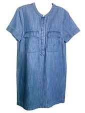 J. Crew Woman 6 Soft Denim Shift Dress Knee Length Short Sleeve Academia Office
